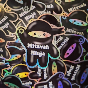 Naklejka żydowska Mitzvah ninja | Szabat Szalom | prezenty | bar i bat micwa | upominek na imprezę | koszerne | judaika | synagoga | hebrajskie | tora | judaika