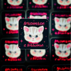 Anti-semitismo é anti-humano, letras de ilustração vintage fofas são glitter rosa | Judaico| Judaísmo| Judaica | Orgulho judaico | dom espiritual