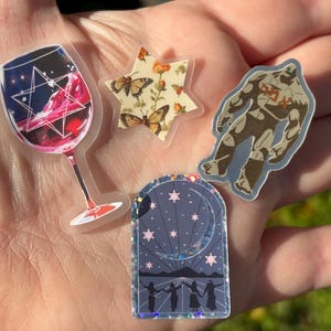 Żydowskie wodoodporne naklejki 4 sztuki, kubek kiduszowy, golem, Gwiazda Dawida, Roszchodesz, Szabat szalom, upominek na imprezę, pomysł na prezent, Judaizm, judaika