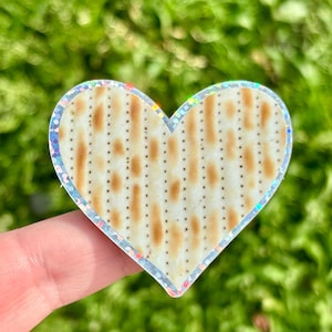 Autocollant juif imperméable à l'eau de la Pâque, coeur pailleté matsa/ judaïsme/ judaïsme/ Pessa'h/ Seder/ afikomen/ Haggada/ cadeau/ prix/ couverture/