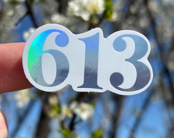 613 commandments holographic water proof sticker, Jewish, Judaism, Torah, lucky number, spiritual gift, art, Bible, party favors, mitzvah