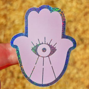wasserfester Aufkleber | Hamsa Hand | Schutz | bösen Blick | Glitzer | besondere Geschenkidee für sie | judaica | Jüdische | rosa
