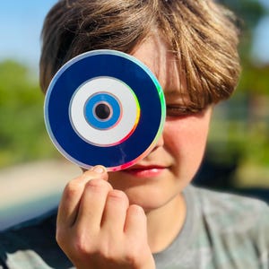 Riesen holographischer böser Blick Aufkleber / 4,1 X 4,1 wasserfest und wetterfest / Aufkleber / Autoaufkleber / besonderes spirituelles Geschenk / Jüdisch