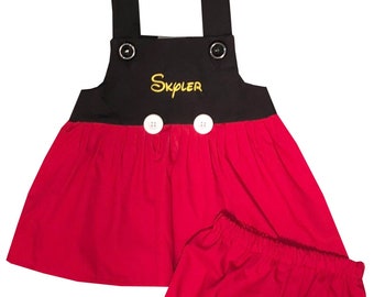 Girl's Minnie Mouse Black and Red Suit Dress-Minnie Mouse Mickey Suit Outfit-Minnie Mouse Dress Outfit