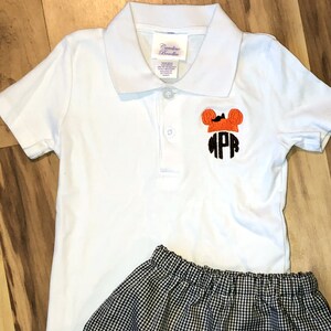 Mickey Mouse Monogrammed Polo Shirt-Mickey Pumpkin Topper Personalized Thanksgiving Outfit-Halloween