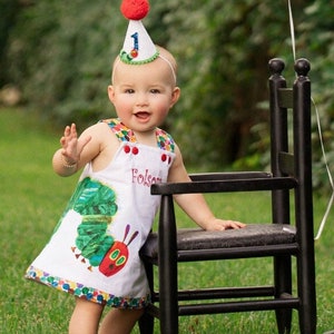 Girl&#39;s Crawling Caterpillar Dress-1st First Birthday Caterpillar Outfit Bloomers Swing Top Shorts Capris