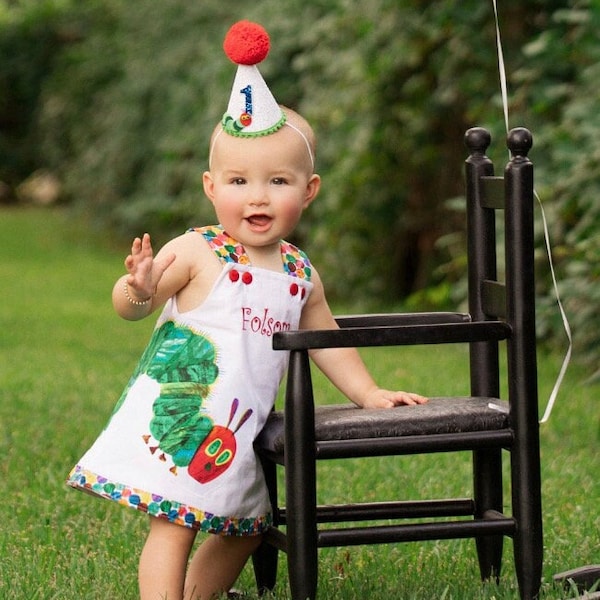 Girl's Crawling Caterpillar Dress-1st First Birthday Caterpillar Outfit Bloomers Swing Top Shorts Capris