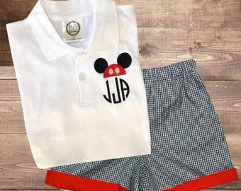 Mickey Mouse Monogrammed Outfit: Boy&#39;s Personalized Polo Shirt & Shorts