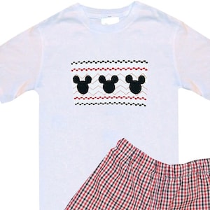 Faux Smocked Mickey Mouse Shirt or Shirt and Shorts Outfit