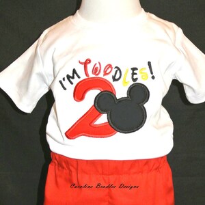 Mickey Mouse Birthday Shirt-Disney Birthday Outfit-2nd Birthday &quot;I&#39;m Twodles!&quot; Outfit-Toddler Birthday Outfit