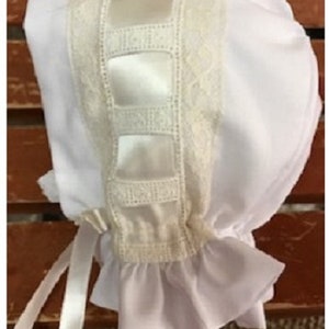 Heirloom Baby Bonnet: French Lace, Satin Ribbon, Beaded Batiste - Etsy