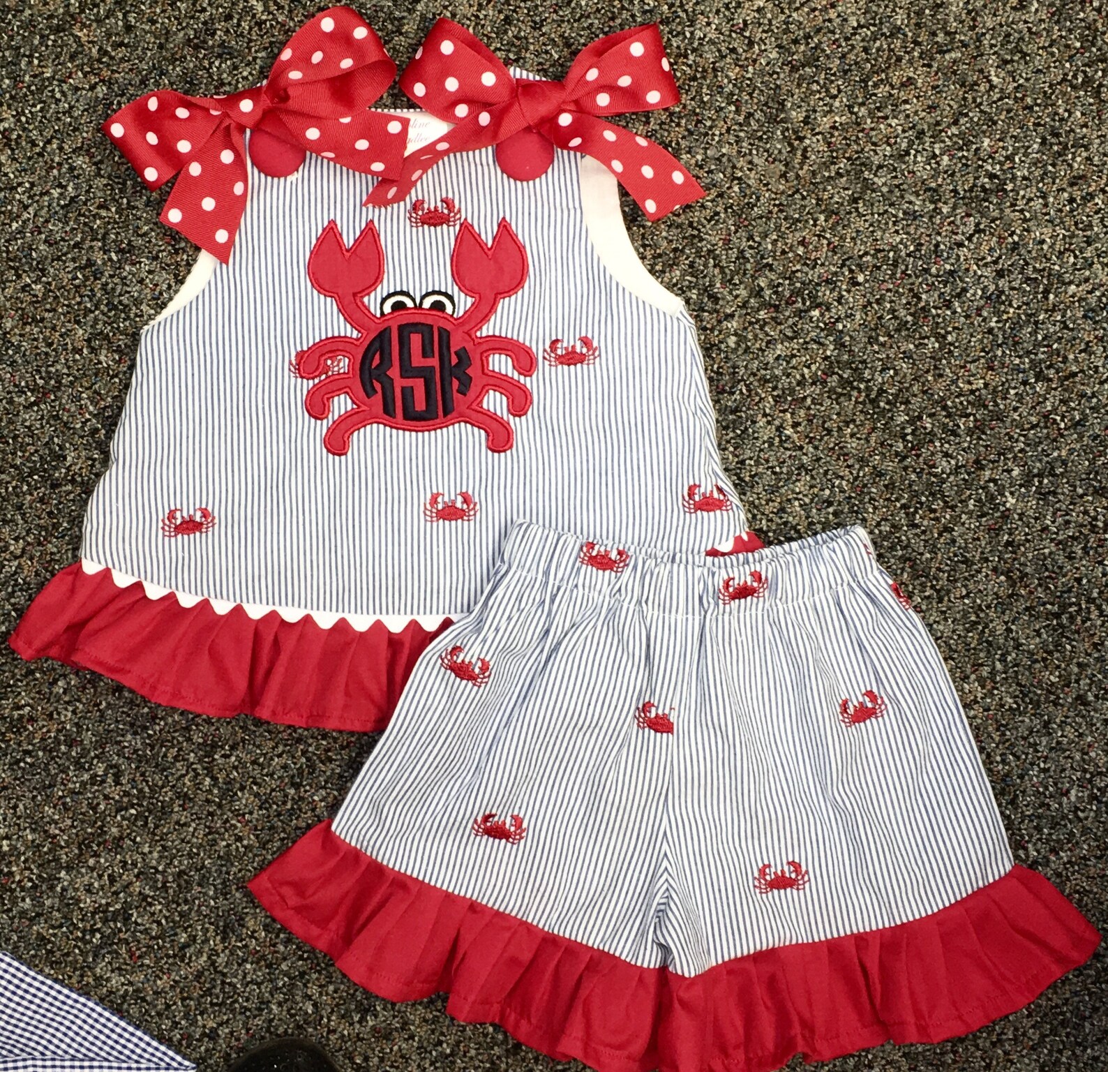Girl Crab Dressmonogrammed Crab Outfit for Girlsembroidered Etsy