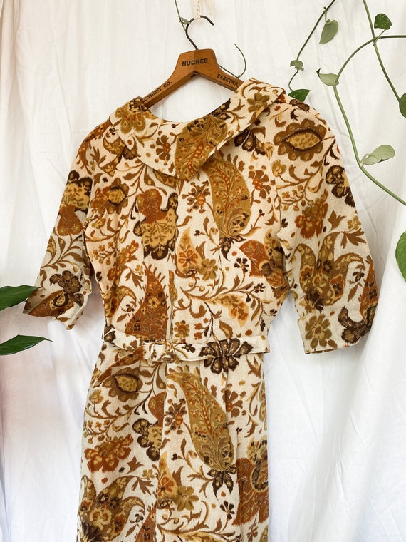 60s vintage gold sheath dress // floral psychedel… - image 8