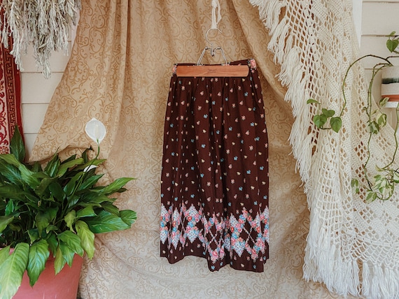 vintage cottage praire 70s skirt // handmade brow… - image 6