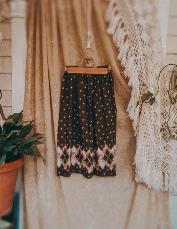vintage cottage praire 70s skirt // handmade brow… - image 4