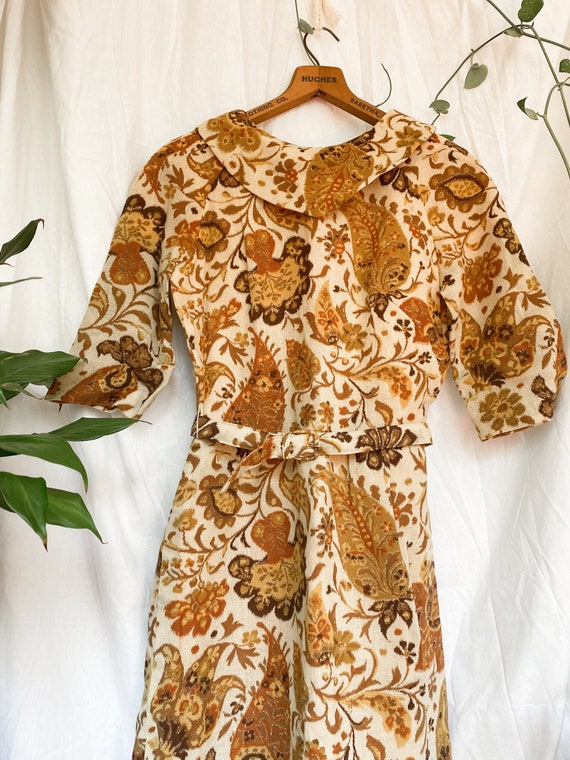 60s vintage gold sheath dress // floral psychedel… - image 5