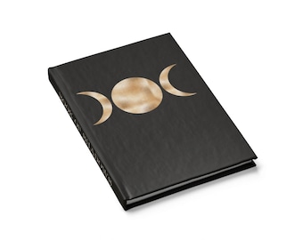 book of shadows witchy moon phases journal // goddess symbol grimoire // unlined sketchbook magical black notebook // witch aesthetic gift