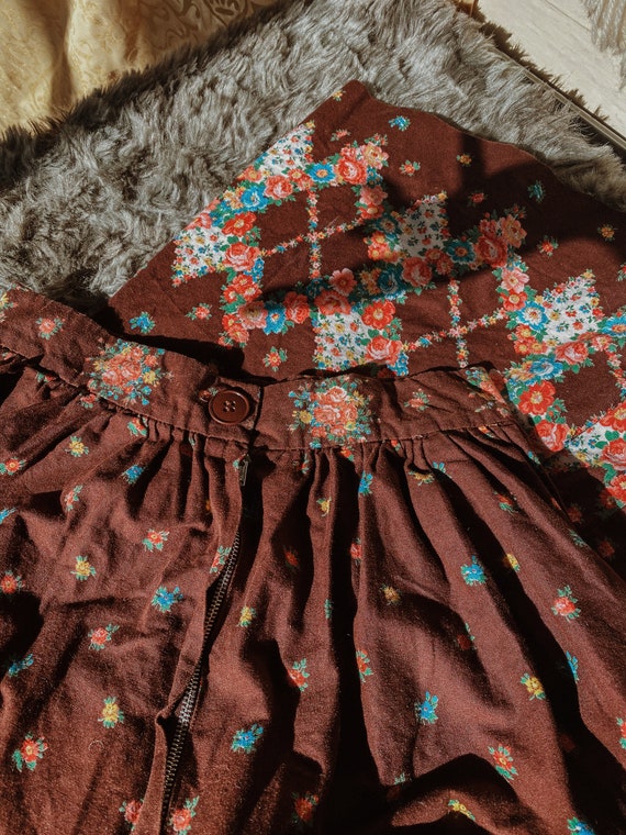 vintage cottage praire 70s skirt // handmade brow… - image 5