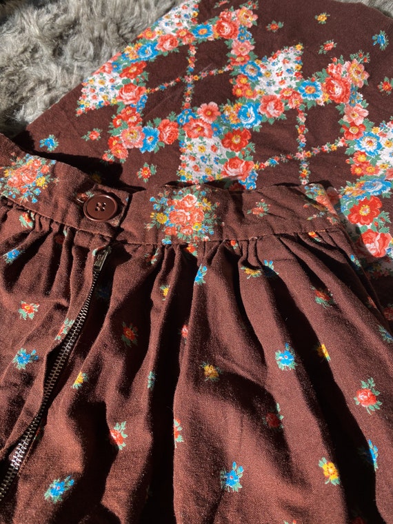 vintage cottage praire 70s skirt // handmade brow… - image 9