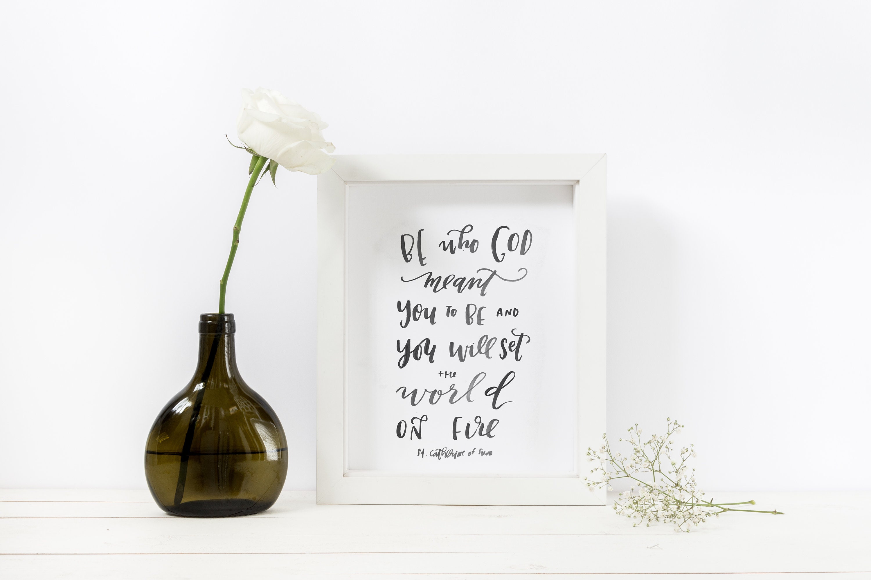 St. Catherine of Siena Handwritten Catholic Saint Art Quote (instant ...
