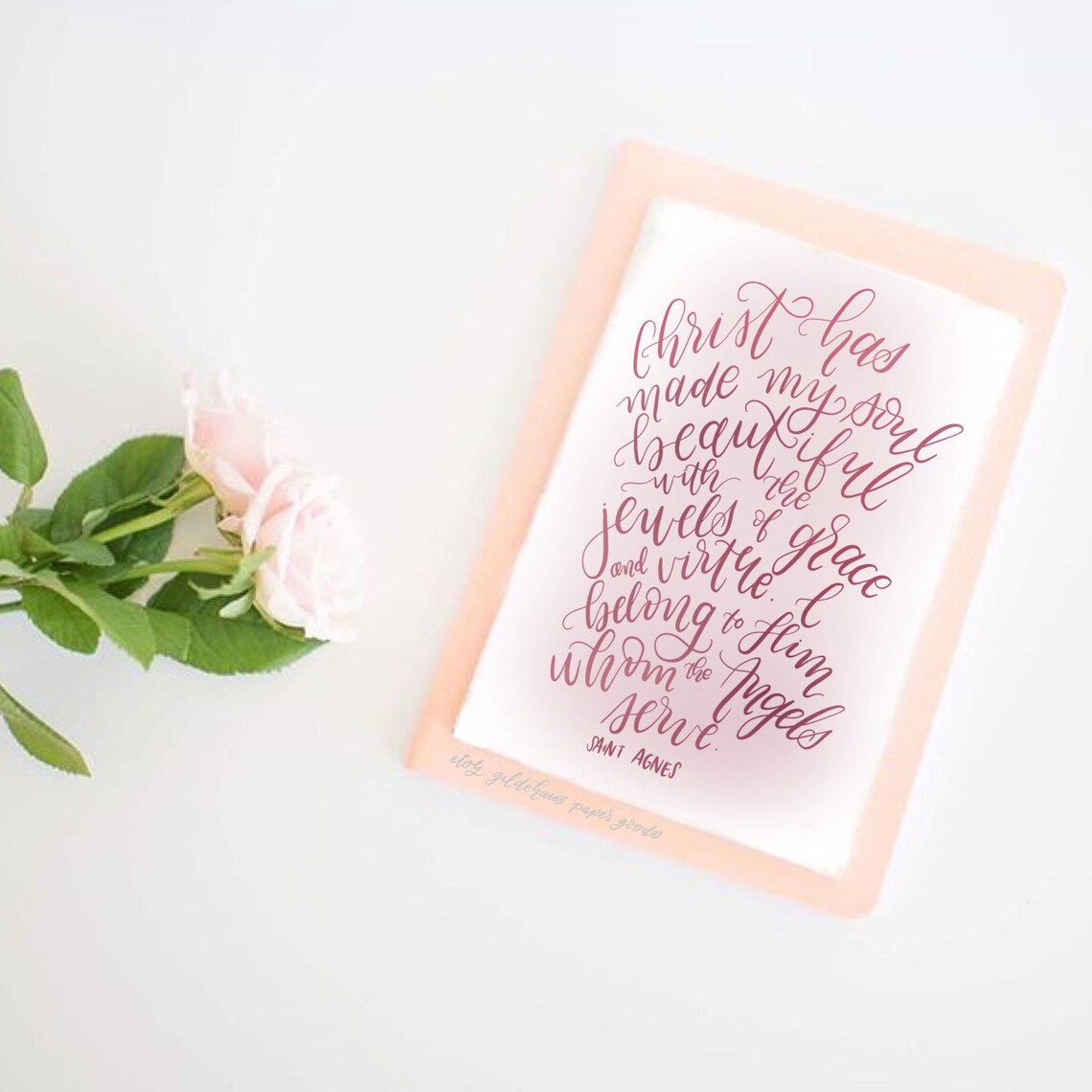 Saint Agnes Quote Catholic Hand Lettered Prayer Print Digital Download