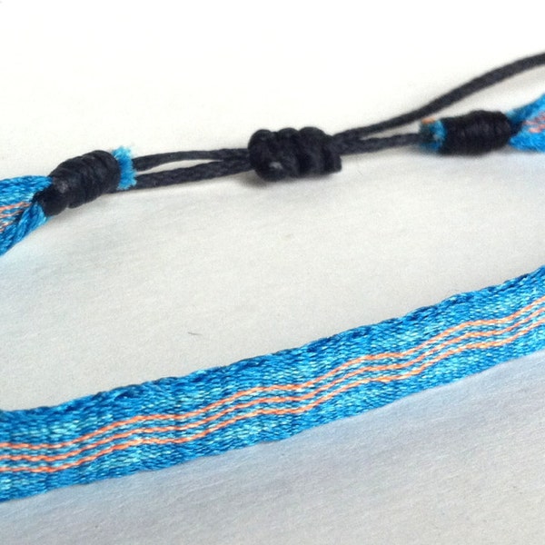 Woven bracelet - Card weaving bracelet - Unisex bracelet - Blue and ocher bracelet - Friendship bracelet 10