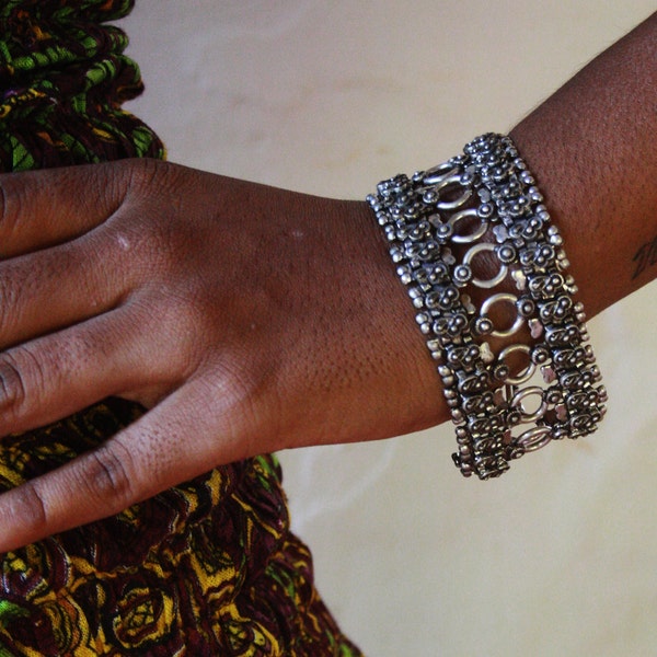 Traditional Silver coated gypsy Ethnic/Tribal bracelet bangle Indian Rajasthani handmade  finish Indian bracelet