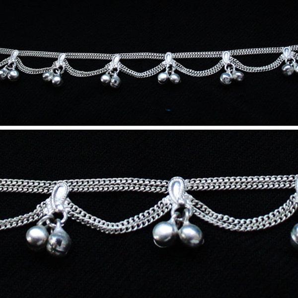 Indian silver coated anklet, ankle bells ,slave anklet ,ethnic jewellery, bohemian gypsy foot jewellry