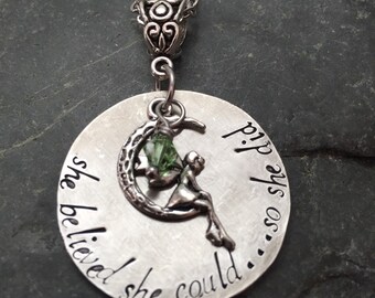 hand stamped-she believed she could...so she did-stainless steel-necklace