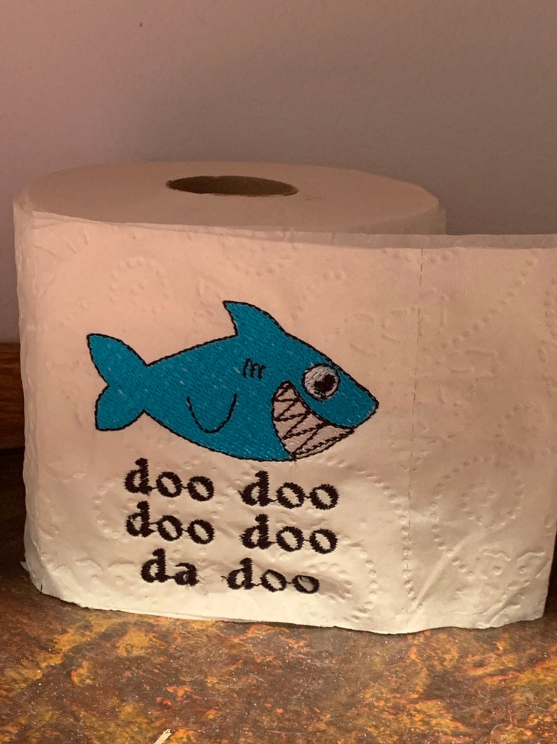 Baby Shark Funny Toilet Paper Roll Embroidered by Beccas Bows Etsy