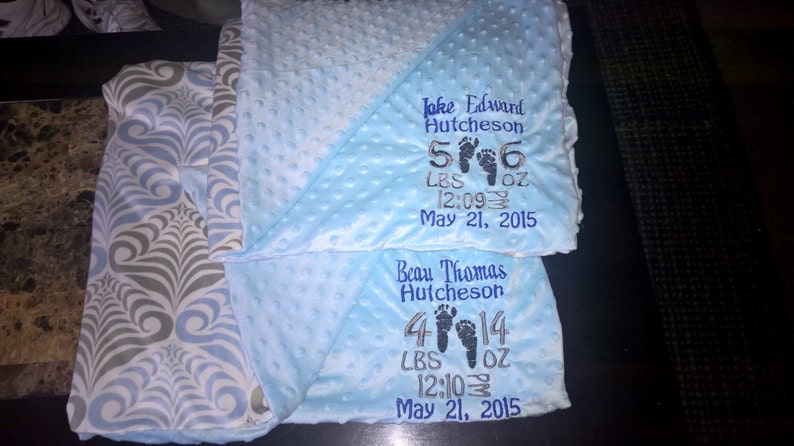 Custom baby blanket~ baby birth announcement blanket set of 2 blanketsCyber MondaySale