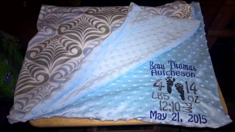 Custom baby blanket~ baby birth announcement blanket set of 2 blanketsCyber MondaySale