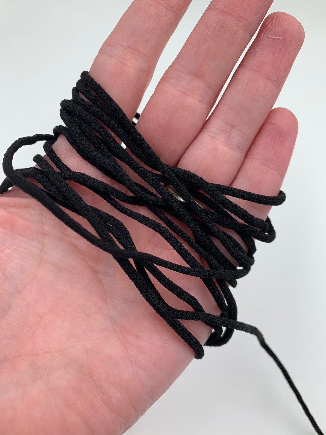 Black Elastic Cord for Face Mask, Elastic Cord, Elastic Band, Round Elastic, Soft Elastic, 3mm