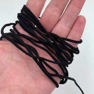 Black Elastic Cord for Face Mask, Elastic Cord, Elastic Band, Round Elastic, Soft Elastic, 3mm Elastic Cord, Face Mask Elastic, Ear Loop