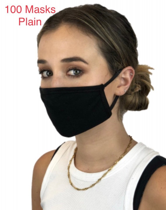 100 Face Masks Plain 2 Layer Black Face Masks Etsy