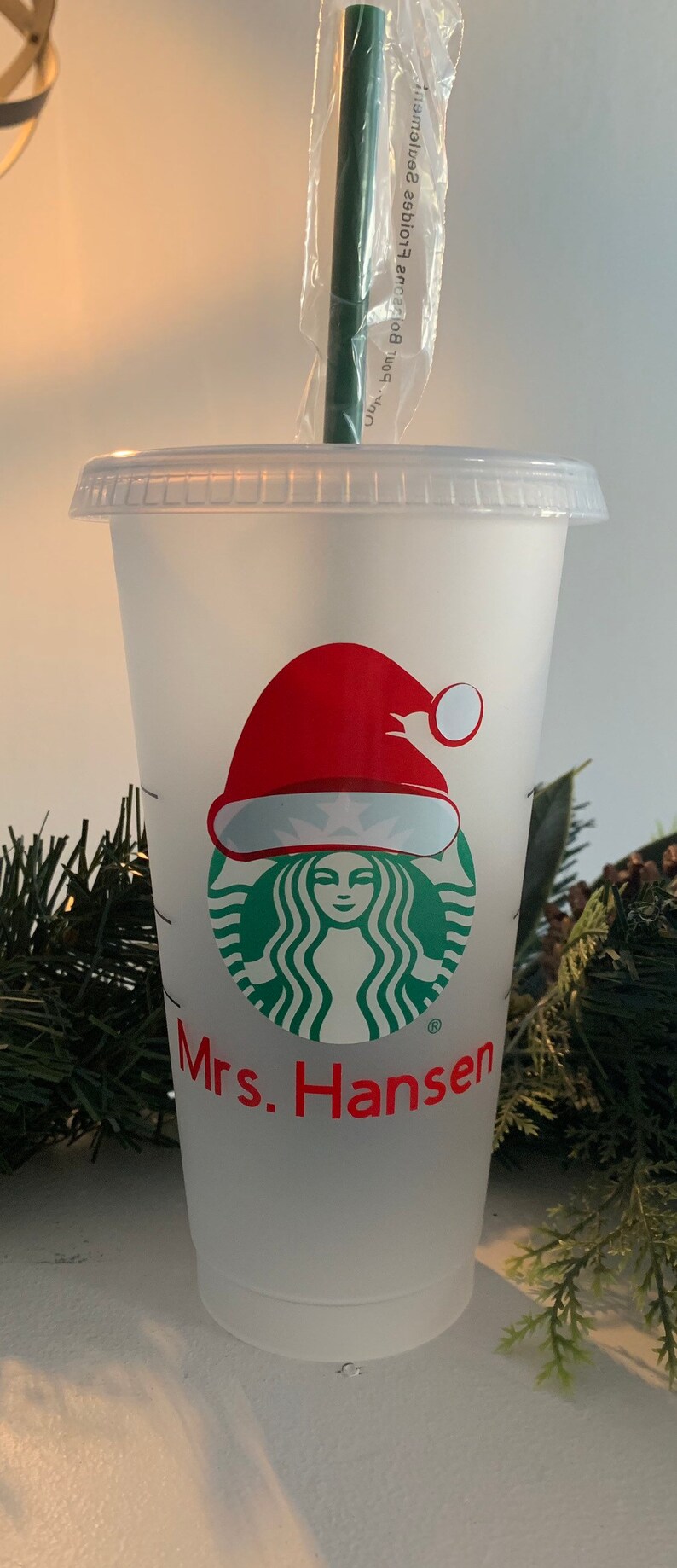 Christmas Reusable Starbucks Cup Personalized by Beccas Bows Etsy