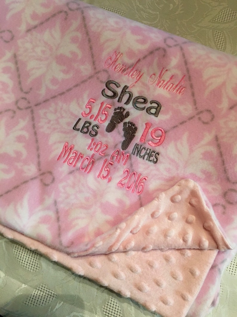 Custom baby blanket~ baby birth announcement blanket set of 2 blanketsCyber MondaySale