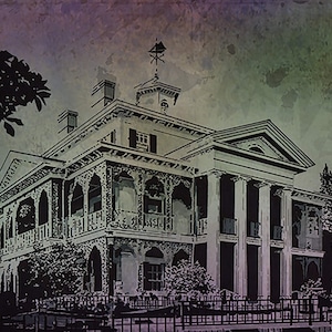 Disneyland&#39;s Haunted Mansion • HorrorTecture • mixed media digital painting by N Blake Seals