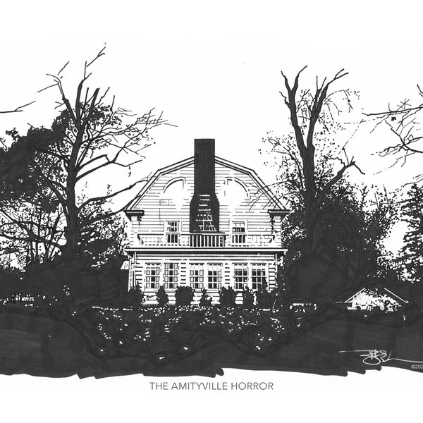 112 Ocean Ave • The Amityville Horror • Drawing by N. Blake Seals