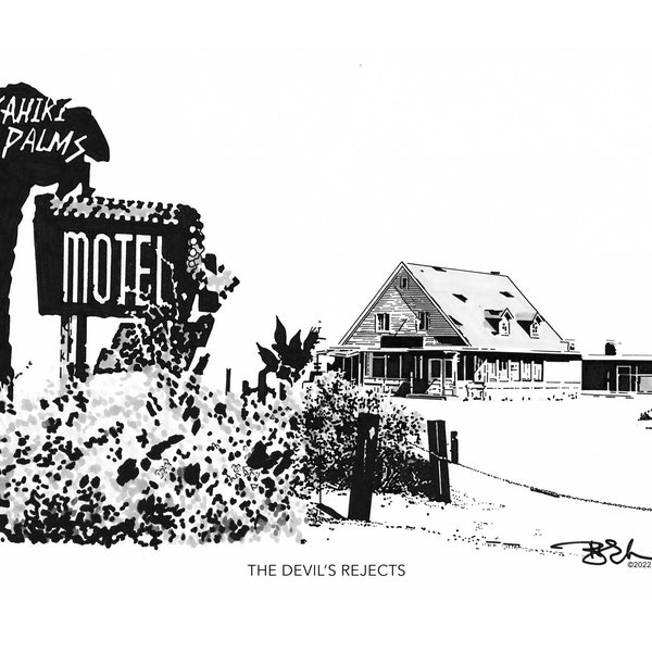 Kahiki Palms Motel • The Devil's Rejects • Drawing by N. Blake Seals