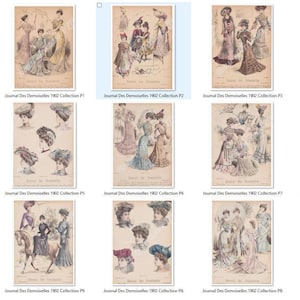 Journal des demoiselles (Journal des jeunes femmes) Collection 1902, 11 images lithographiques reproduites anciennes françaises 7,3 x 10,4 pouces à télécharger