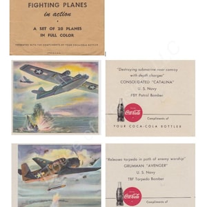 WWII America's Fighting Planes in Action complimenten van Coca-Cola Vintage afdrukbare download
