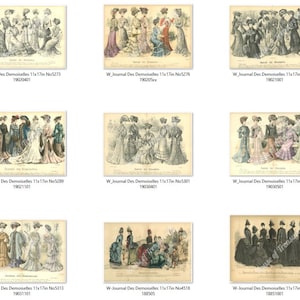 Escolha de 11 x 17 polegadas, revista desdobrável profissionalmente reimpressa, Des Demoiselles (diário de moças), coleção de imagens francesas de 1885-1903