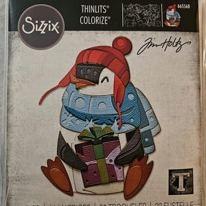 665568 Sizzix Thinlits Colorize Die Cutting Set - Pinguino con regalo