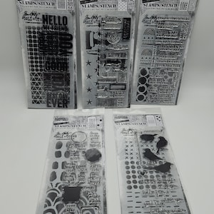 Nova coleção Tim Holtz Stampers Anonymous Stamps Stencils Sets NIP Ink Paint Pastes Escolha Vários designs