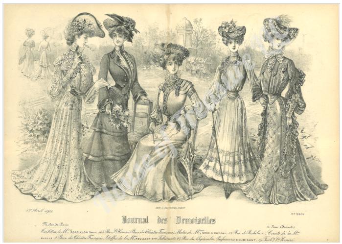 フランスのファッション プリント: Journal Des Demoiselles、1885