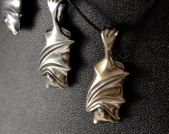 Sleeping Bat, sterling silver or bronze pendant