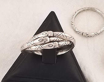 Ouroboros, rolling ring in sterling silver, triple, double or single snake ring