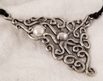 Octolivia, sterling silver or bronze pendant with or without pearl, pearl available in white, pink, gray or teal