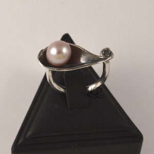 Calla lily, cocktail ring sterling silver image 2